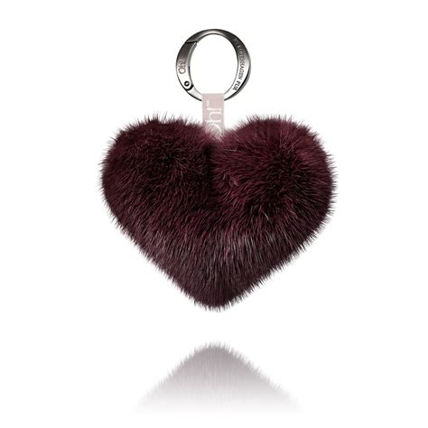 prada mink heart fur keyring